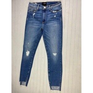 Black Orchid Size 27 Womens Jeans Distress Skinny Raw Hem Mid Rise Med Wash